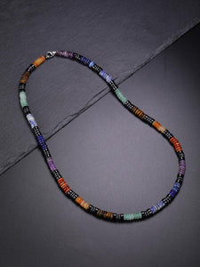 Top Plaza 7 Chakra Crystal Stone Beaded Necklace for Men Natural Gemstone Beads Necklace Handmade Balance Mens Necklace Protection Amulet Jewelry Gifts