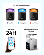 Load image into Gallery viewer, EUHOMY Smart Nugget Ice Maker Countertop, 42lbs/24H, Ready in 7 Mins, Portable Sonic Ice Maker with APP/Alexa Control, Self-Cleaning, Pebble Ice Makers with Hanging Ice Scoop for Home/Office
