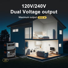 Load image into Gallery viewer, OSCAL 7200Wh Portable Power Station PowerMax 6000 with 4x500W Solar Panel, 120/240V Solar Generator, Max 6000W AC Outlets (9000W Peak), LiFePO4 Battery Power Station for Home, Camping, RV, Emergency
