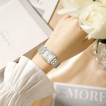 Load image into Gallery viewer, HOLSTOUR Watches for Women Vintage Bracelet White Roman Dial Rectangular Case Gold Silver Watch Waterproof with Tools
