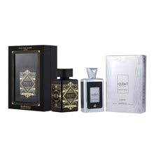 Load image into Gallery viewer, Lattafa Perfumes for Unisex 2 Piece Eau de Parfum Gift Set (Bade'e Al Oud Oud For Glory + Ejaazi Intensive Silver) 3.4 Ounce/100 ml each
