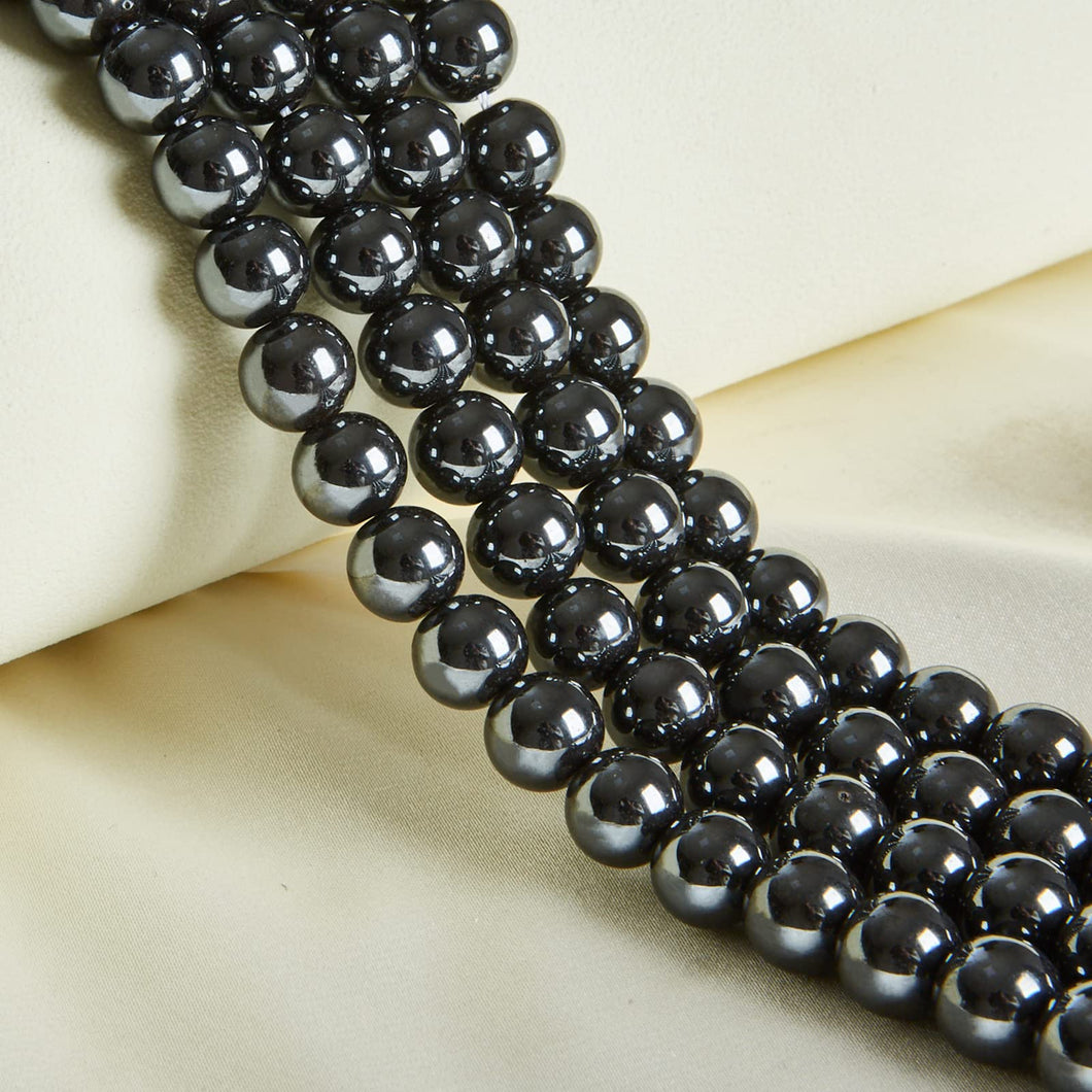 45pcs 8mm Natural Black Hematite Beads Gemstone Beads Round Loose Beads for Jewelry Making