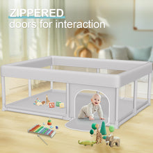 Load image into Gallery viewer, Hiaksedt Large Baby Playpen 65x50 Inch, PlayPen for Babies and Toddlers, Sturdy Safety Play Yard for Indoor &amp; Outdoor with Zipper Gate
