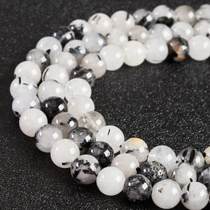 60pcs 6mm Natural Tourmaline Quartz Beads Gemstone Beads Round Loose Beads for Jewelry Making