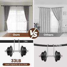Load image into Gallery viewer, Hradecti 1' Diameter Curtain Rods, 30-144 Inch, Black, Iron, Matte Black Painted, Fit 30-142 Inch Windows, Heavy Duty, Adjustable, Window Treatment Single Rods
