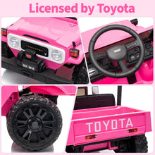 Load image into Gallery viewer, GarveeTech Licensed Toyota Ride on Truck, 12V Kids' Electric Car with Parent Remote Control Ride on Car with Truck Bed Storage, Safety Belt, Soft Braking, Suspension,
