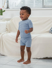 Load image into Gallery viewer, AVAUMA Stripe Pattern Newborn Baby Little Boys Girls Snug-Fit Pajamas Summer Short Sets Pjs Kids Clothes (L/Dark Blue)
