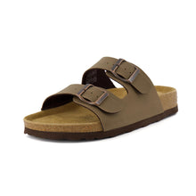 Load image into Gallery viewer, CUSHIONAIRE Lane Cork Footbed Sandals for Women – Comfortable Double Buckle Slip-On with Genuine Suede Footbed &amp; Arch Support Slides for Women Footwear, BROWN 8
