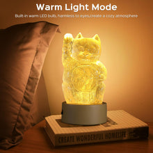 Load image into Gallery viewer, Verveho Night Light Cat Lamp,Cat Decorative lamp,Fortune Cat Night Light USB Rechargeable,3D Night Light for Home Decoration,Kids,Meditation,Valentine's Day
