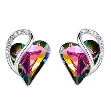 Load image into Gallery viewer, Leafael Infinity Love Heart Crystal Stud Earrings for Women, Silver Tone Fashion Statement Jewelry, Birthday Gifts for Mom Wife Her, Healing Stone for Protection, Rainbow Tourmaline Black
