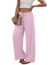 Load image into Gallery viewer, Sampeel Dress Pants Women Tall Summer Spring Outfits Beach Vacation Cute Preppy Clothes Drawstring Pants with Pockets Y2K Pink S
