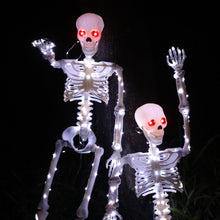 Load image into Gallery viewer, Starweeks Halloween Decorations Outdoor Skeletons Set - 2 Pack 36" (90cm) Light Up Skeleton with LED Lights &amp; 2 Red Eyes, Poseable Full Body, Indoor Halloween Decor for Yard, Porch (White)
