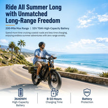 Load image into Gallery viewer, eAhora Romeo Pro 2 Electric Bike for Adult, 4000W Dual Motors, 46 Mph, 52V 70Ah Battery, 200 Miles Long Range, 26" Fat Tire, Full Suspension, App, Commute, Delivery, All-terrian
