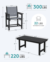 Load image into Gallery viewer, SERWALL Patio Dining Sets for 6, Outdoor HDPE Dining Set with Umbrella Hole Cut-Out Table and 6 Woven Chairs, Black
