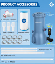 Load image into Gallery viewer, KimFilter Pro Series 1000 GPH Above Ground Pool Filter Pump, Powerful Pool Cartridge Filter Pump, Water Circulation and Filtration System -Improved Water Clean &amp; Clarity, Pools Pumps Above Ground-Gray
