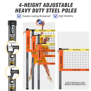 Professional Volleyball Net Set for Backyard Beach,Outdoor Height Adjustable Volleyball Net System with Heavy Duty Poles, Durable Net, PU Volleyball & Pump, Carry Bag