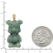 Load image into Gallery viewer, ALOHAPLUS 18K Solid Yellow Gold Natural Grade A Jadeite Teddy Bear, Genuine Jade Pendant Necklace, Handcarved Jadeite, with Gift Box (Green Jade Bear)
