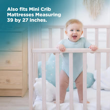 Load image into Gallery viewer, PlushDeluxe Pack and Play Mattress Protector, 39”x27”, Waterproof Playard Pack N Play Mini Crib Cover, Soft Viscose Made from Bamboo with Quilted Terry Cotton Top, Noiseless White Fitted Sheet Style
