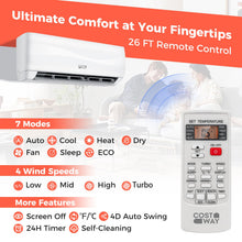 Load image into Gallery viewer, COSTWAY 12000BTU Mini Split Air Conditioner&amp; Heater, 20 SEER2 115V Wall-Mounted Ductless AC Unit Cools Rooms up to 750 Sq. Ft, Energy Efficient Inverter AC with Heat Pump (Blast Series)

