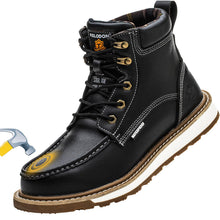 Load image into Gallery viewer, KELODON Waterproof Steel Toe Boots For Men-6" Leather Moc Toe Winter Warm Work Boots Mens Steel Toe Shoes Indestructible Non Slip Resistant Construction Safety Boot,Black,size 9.5 Men
