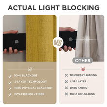 Load image into Gallery viewer, Joydeco Blackout Curtains for Bedroom - 100% Light Blocking 2 Panels Set Yellow Drapes 42"W x 108"L, Thermal Insulated Room Darkening Curtains, Linen Textured for Living Room, Rod Pocket &amp; Back Tabs
