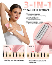 Load image into Gallery viewer, Ufree Bikini Trimmer Electric Razors for Women, Ceramic Blade Body Hair Trimmer, IPX7 Waterproof Rechargeable Lady Shaver, Personal Groomer for Legs &amp; Pubic Hair, Gifts for Women, Gold

