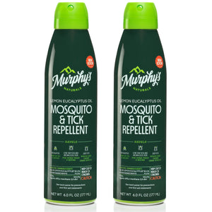 Murphy's Naturals Lemon Eucalyptus Oil Insect Repellent Mist | DEET-Free, Plant-Based | Mosquito and Tick Repellent for Skin + Gear | 6 Ounce Continuous Spray | 2 Pack