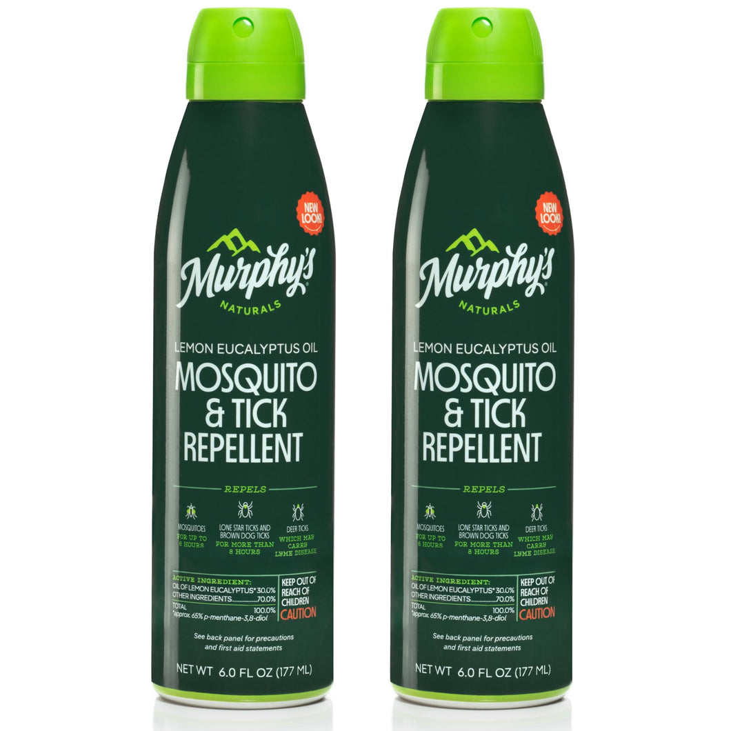 Murphy's Naturals Lemon Eucalyptus Oil Insect Repellent Mist | DEET-Free, Plant-Based | Mosquito and Tick Repellent for Skin + Gear | 6 Ounce Continuous Spray | 2 Pack