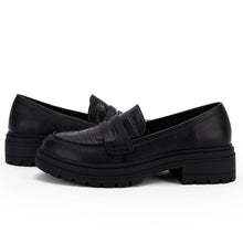 Load image into Gallery viewer, Women's Platform Penny Loafers Comfort Chunky Heel Slip On Business Work Dress Shoes Black
