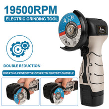 Load image into Gallery viewer, ZFULVO Cordless Brush Angle Grinder Kit, 19500rpm Mini Electric Angle Grinding Tool with 2pcs 16.8V 2000mAh Batteries and 6-Cutting Discs, Grinder Handheld Cutter for Metal Wood
