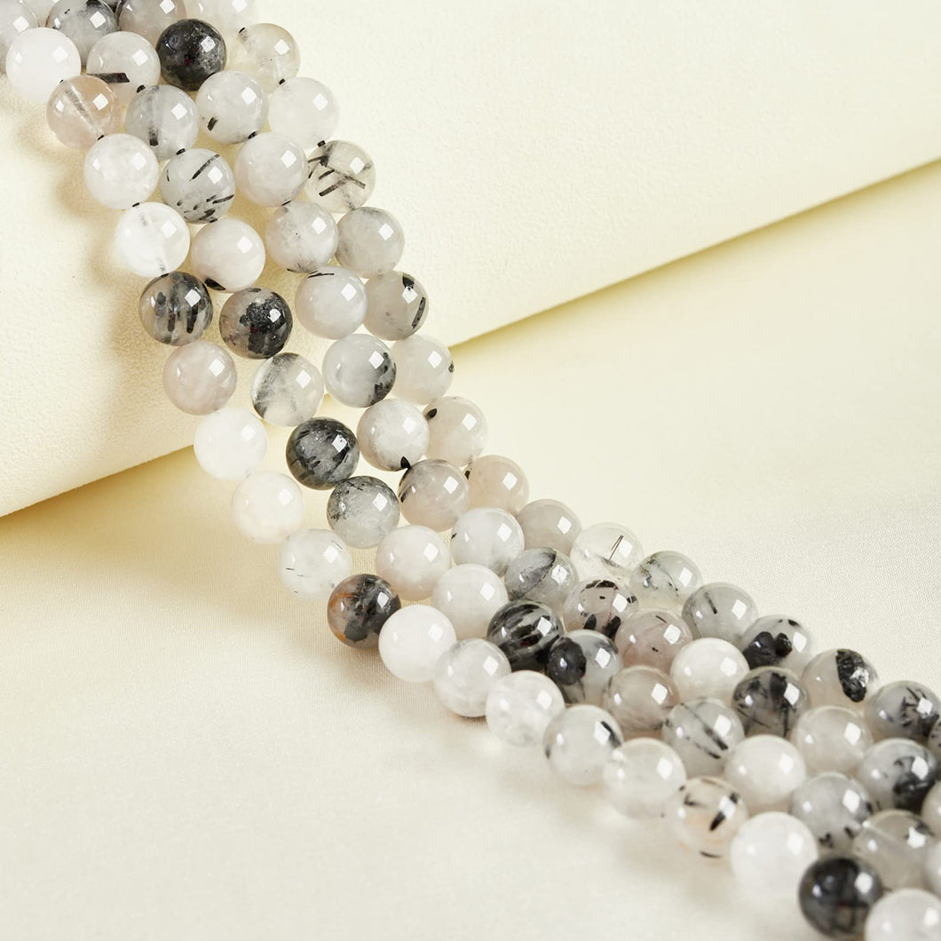 60pcs 6mm Natural Tourmaline Quartz Beads Gemstone Beads Round Loose Beads for Jewelry Making