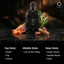 Load image into Gallery viewer, Orientica Luxury Collection Amber Noir Eau De Parfum 2.7oz / 80ml – Woody, Spicy, Elemi, Fig, Carrot, Lily of the Valley, Cedarwood, Sandalwood, Musk - Arabic Perfume for Men &amp; Women
