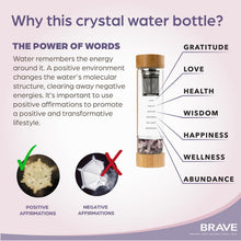 Load image into Gallery viewer, The Brave Soul Crystal Water Bottle, Slim Crystal Water Bottle Tea Infuser, Double Wall Glass for Hot and Cold Drinks. Slim Crystal Water Bottles with Crystals Inside. Eco-friendly &amp; Relaxing Gifts

