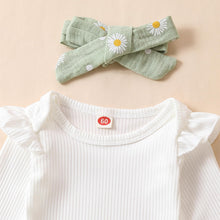 Load image into Gallery viewer, Kaipiclos Newborn Infant Girl Clothes Rib Knit Romper Daisy Print Pants Headband Baby Clothes for Girls 0 3 6 12 18 24 Months
