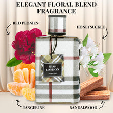 Load image into Gallery viewer, Miss London for Women Eau De Parfum - Honeysuckle, Rose, Jasmine, Peony - Elegant Blends with Floral, Citrus &amp; Woody Note - Fresh &amp; Feminine Scent - 100ml Bottle for Daily Wear &amp; Special Occasions
