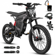 Load image into Gallery viewer, BIBUFF GT600 Electric Dirt Bike for Adults, 7500W Peak Motor, 55 MPH, 80+ Mile Range, 72V 30Ah Removable Battery, Full Suspension, Hydraulic Brakes, 19"/17" All-Terrain Tires, Electric Motorcycle
