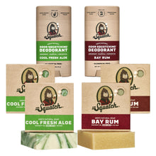 Load image into Gallery viewer, Dr. Squatch Manly Soap and Deodorant Variety Pack - Handmade with Organic Oils, Aluminum-Free - Cool Fresh Aloe and Bay Rum - Men's Natural Soap

