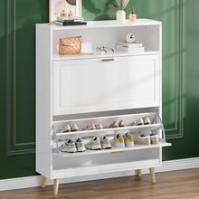 Load image into Gallery viewer, EnHomee Shoe Cabinet with 2 Flip Drawers, Shoe Storage Cabinet, Shoe Cabinet Storage for Entryway, Hidden Shoe Organizer, Size up to Men's 13 Hidden Shoe Cabinet, Narrow Shoe Cabinet with Doors White
