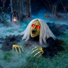 Load image into Gallery viewer, JOYIN Zombie Halloween Decoration Outdoor Witch Groundbreaker Halloween Graveyard Decor Outside, Scary Zombie Props with Sound Effect &amp; Lighted Eyes for Haunted House, Lawn Yard Decorations
