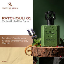 Load image into Gallery viewer, Swiss Arabian Patchouli 01 Patchouli Cologne for Men &amp; Women – Long Lasting Modern Fougere Eau de Parfum, Lavender Mint Aromatic Notes | Heritage Collection Unisex Arabic Fragrance 50ml
