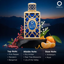Load image into Gallery viewer, Orientica Royal Collection Monarch Eau De Parfum 2.7 Oz / 80ml - Pink Pepper, Mandarin, Bergamot, Dry Amber, Pear Tree Blossoms, Lily of the Valley, Ambergris, Musk - Arabic Perfume for Men &amp; Women
