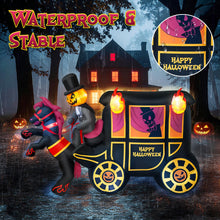 Load image into Gallery viewer, 10FT Long Halloween Inflatables Built-in LED Light Pumpkin-Headed Horse Carriage, Giant Halloween Decorations Outdoor Blow Up Yard Decorations Spooky Ghost Carriage Halloween Blowups for Lawn Party
