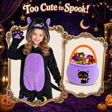 Load image into Gallery viewer, GIFTINBOX Halloween Cat Costume for Girls, Kids Black Cat Animal Onesie S
