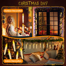 Load image into Gallery viewer, Qmioti Floating Candles with Wand Timer Remote Control - 12 Pack Flickering Warm Light LED Candle, Halloween Decorations for Indoor Outdoor Home Room, Party, Birthday, Wedding (White)
