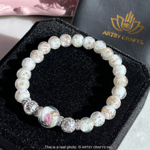 Load image into Gallery viewer, ARTSY Crafts Glow in the Dark Firefly Beads Bracelet for Women, Luminous Glass Beads Healing Crystal Glowing Beaded Bracelets, Mermaid Bracelet, Stretch Stackable Bangle Wristband (White)
