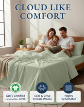 Load image into Gallery viewer, LANE LINEN 100% Organic Cotton Sheets Queen Size Bed Set, Machine Wash Eco Friendly Sustainably Produced Cotton Queen Sheet Set, Soft &amp; Comfy Long Stabple Naturally Cooling Sheets– Mineral
