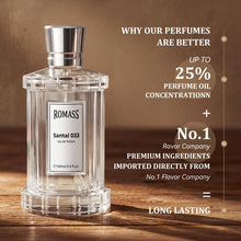 Load image into Gallery viewer, ROMASS Santal 033 Unisex EDP Parfum Spray 100ML Aromatic Woody Fragrance with Cardamom Violet Cedarwood Sandalwood Vetiver Musk Leather Violet
