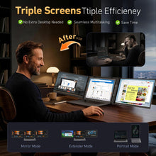 Load image into Gallery viewer, Vixtan 16.1" Triple Laptop Screen Extender, Lightweight FHD IPS Portable Monitor for Laptop, USB-C Plug &amp; Play Multi Screen Attachment for 13-17.3" laptops with Windows/Mac/Chrome

