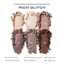 Load image into Gallery viewer, Morphe ChromaPlus 6-Pan Eyeshadow Palette - High Pigment Eye Makeup with Shimmer, Matte &amp; Metallic Eye Shadow - Neutral Eyeshadow Makeup Collection for All-Day Wear - Rich Glitch (0.26 oz)
