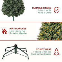 Load image into Gallery viewer, Hykolity 6 ft Prelit Christmas Tree, Artificial Christmas Pine Tree with 350 Warm White LED Lights, 1016 PVC Branch Tips &amp; Needles, Metal Stand and Hinged Branches
